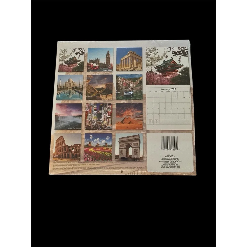 2026 12-Months Hanging Wall Calendar TRAVEL 12 Month 12